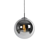 lampe à suspension art déco noire avec verre fumé 30 cm - pallon
