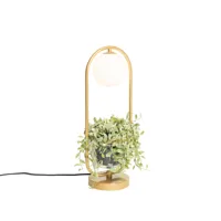 lampe de table art déco or avec verre blanc - isabella