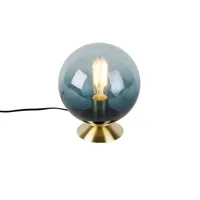 lampe de table art déco en laiton avec verre bleu - pallon