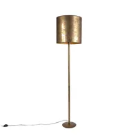 lampadaire vintage doré avec abat-jour bronze ancien 40 cm - simplo