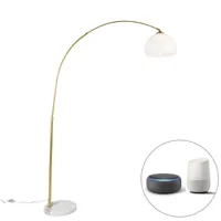 lampe à arc intelligente en laiton avec abat-jour blanc avec wifi a60 - arc basic