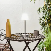 lampe de table grise avec led rechargeable avec variateur tactile - renata