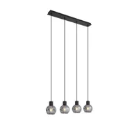 lampe à suspension art déco noire avec verre fumé allongé 4 lumières - vidro