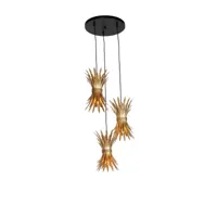 lampe à suspension art déco dorée 3 lumières - wesley