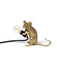 mouse lamp mac sitting lampe de table or - seletti