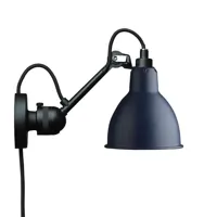 lampe gras n°304-applique avec prise et interrupteur noir l15cm