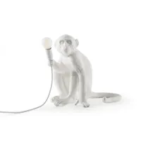 monkey-lampe à poser singe assis avec abat-jour h32cm