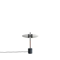 bull-lampe à poser 2 lumières marble/verre/cuir h50cm