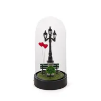 my little evening valentine-lampe à poser dôme avec lampadaire banc et coeur h23cm