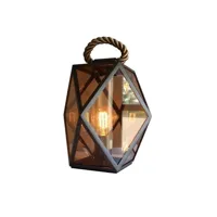 muse lantern outdoor-lampe à poser d'extérieur avec fil anse en cuir tressé h60cm