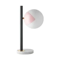 pop up-lampe à poser pied marbre laiton et verre soufflé bouche h53cm