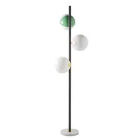 pop up-lampadaire 3 lumières pied marbre laiton et verre soufflé bouche h170cm
