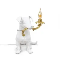 rio-lampe à poser chien jack russel en résine h34cm
