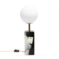 toiletpaper-lampe à poser porcelaine et verre h70cm