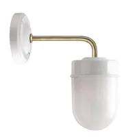 porcelaine wall lamp-applique porcelaine bras laiton/verre opalin 24.5cm