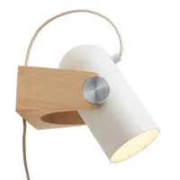 carronade-applique / lampe à poser métal / bois avec prise et interrupteur h16cm