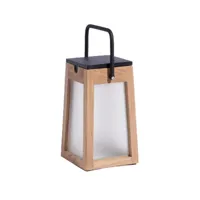 tinka tecka-.lanterne d'extérieur led rechargeable & solaire bois/aluminium h25cm 300 lumens