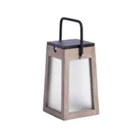 tinka tecka-.lanterne d'extérieur led rechargeable & solaire bois/aluminium h25cm 300 lumens