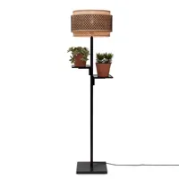 bhutan l-lampadaire bambou avec étagère h160cm