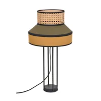 singapour-lampe à poser simple cannage et lin h59cm