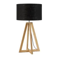 everest-lampe à poser bambou & lin naturel h34cm