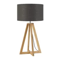 everest-lampe à poser bambou & lin naturel h34cm