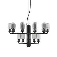 amp chandelier small-lustre 15 lumières acier/marbre/verre ø62,5cm