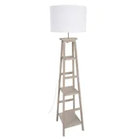 booky-lampadaire avec étagères bois & coton blanc h162cm
