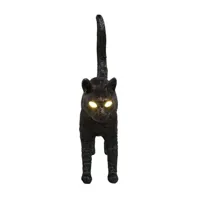 cat lamp felix-lampe à poser led sans fl & tactile chat résine l46cm
