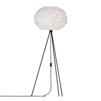 eos large-lampadaire plume blanc/trépied noir h139cm
