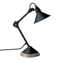 lampe gras n°207-lampe de bureau bois/noir cône h30cm