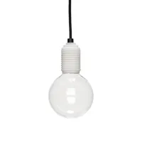 lamp, glass, white, w/bulb/black wire (le noir)