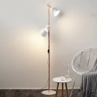 paulmann lampadaire à 2 lampes haldar en blanc/cuivré