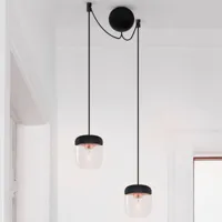 umage suspension acorn à 2 lampes en noir et cuivre