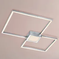 trio lighting plafonnier led hydra, 3 000 k nickel, 2 carrés