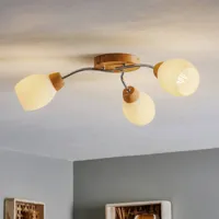 spot-light plafonnier santa à 3 lampes avec chêne