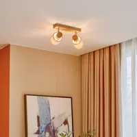 lindby spot pour plafond wanessa, 2 lampes, bois, blanc, e14