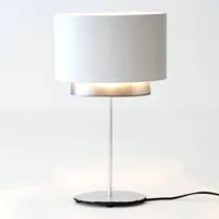 holländer lampe table mattia ovale, double, blanche/argentée