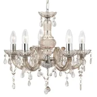 searchlight lustre marie therese, brun, à 5 lampes