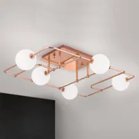 orion plafonnier led pipes en cuivre avec sphères verre