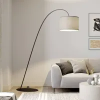 euluna lampadaire arqué alice avec abat-jour textile gris