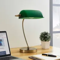 lindby lampe de banquier selea avec abat-jour vert