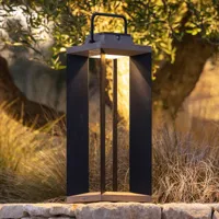 les jardins lanterne solaire teckalu, duratek/alu noir 65,5 cm
