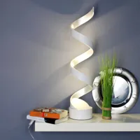 eco-light lampe à poser led helix, 66 cm, blanche-argentée