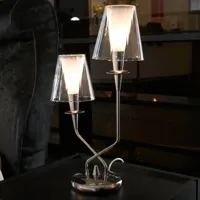 metallux lampe à poser opera 2 lampes abat-jour transparent
