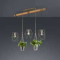 trio lighting suspension plant, 3 lampes avec verres décoratifs