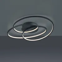 trio lighting plafonnier led gale, 60 cm, noir mat