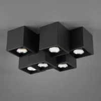 trio lighting plafonnier fernando, 6 lampes, noir mat