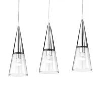 ideallux suspension cono à 3 lampes chrome/transparent