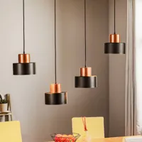 temar lighting suspension olla noire/cuivrée, quatre lampes